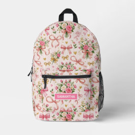 Mochila Impresa Lazo Coquette Rosa Personalizado