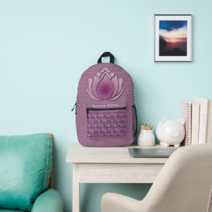Mochila Impresa Lazo de Loto Rojo-Violeta