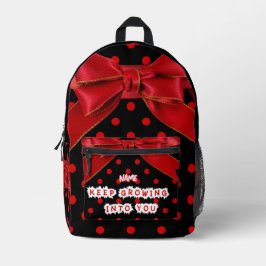 Mochila Impresa Lazo en espiral personalizado de lunares rojos