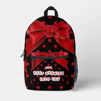 Mochila Impresa Lazo en espiral personalizado de lunares rojos