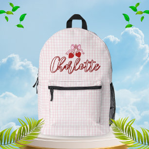 Mochila Impresa Lazo Rosa Coqueto Monograma Cuadro