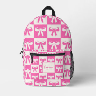 Mochila Impresa Lazo Rosa Femenino Coqueta de Cuadros Personalizad