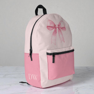 Mochila Impresa Lazo Rosa Monograma Bonito Femenino Personalizado 