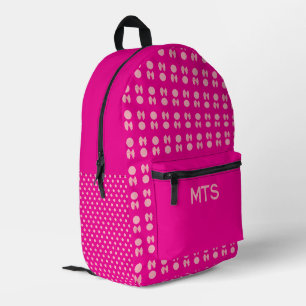 Mochila Impresa Lazos rosados de vuelta al colegio puntos monogram