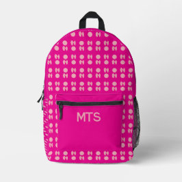 Mochila Impresa Lazos rosados de vuelta al colegio puntos monogram