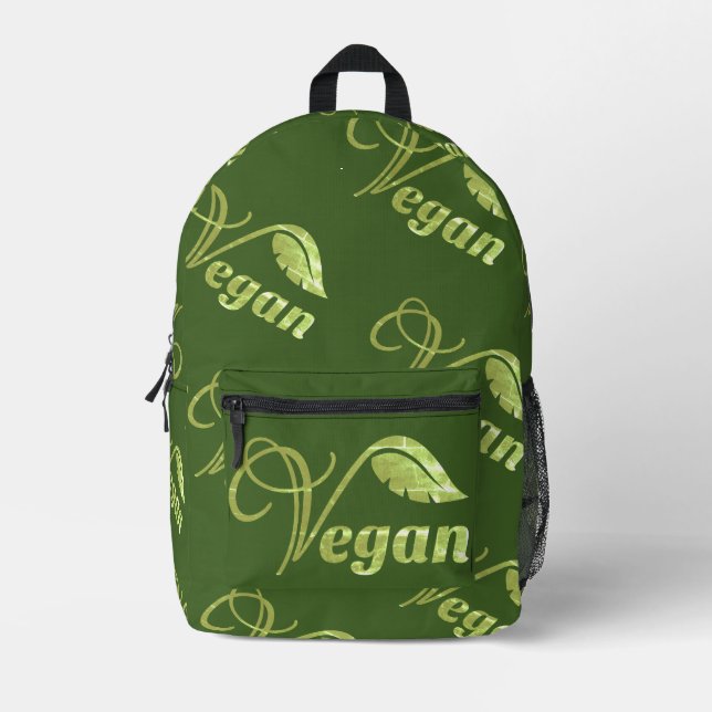 Mochila Impresa Leaf del logotipo vegan (Anverso)