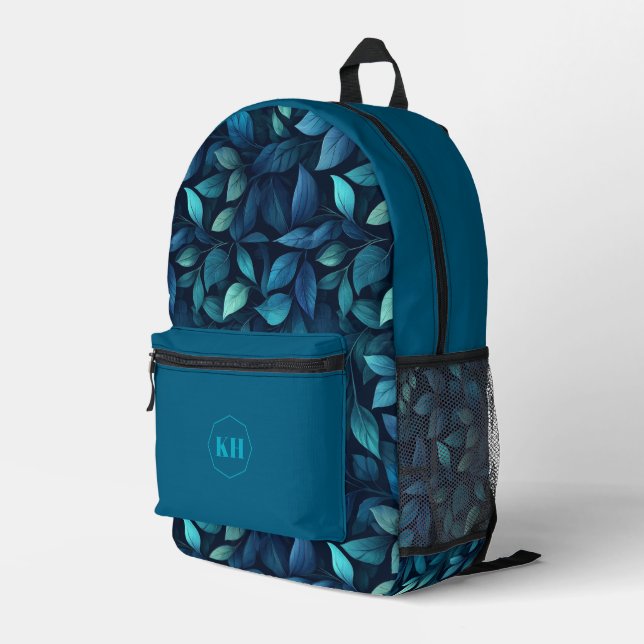 Mochila Impresa Leaf Print Backpack | Botanical Pattern School Bac (Esquina derecha trasera )