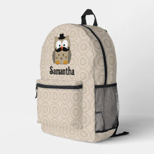 Mochila Impresa Lechuza con bigote y Gorra