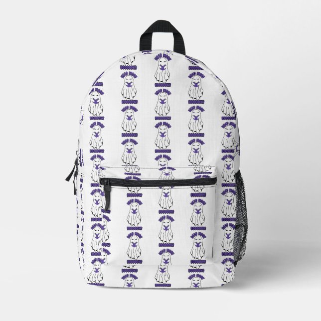 Mochila Impresa Leer más libros Halloween Ghost Purple (Anverso)