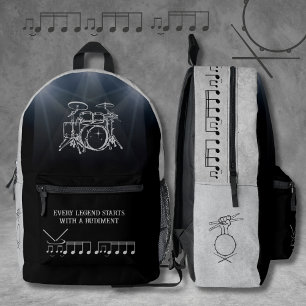 Mochila Impresa Legendario baterista Black Gray Rudis Music