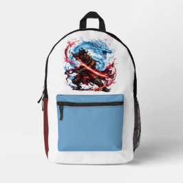 Mochila Impresa Legendario Samurái & Taza del Dragón Azul | Guerra