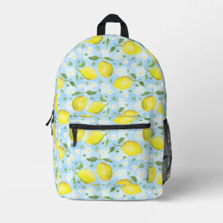 Mochila Impresa Lemones y daisies de color azul
