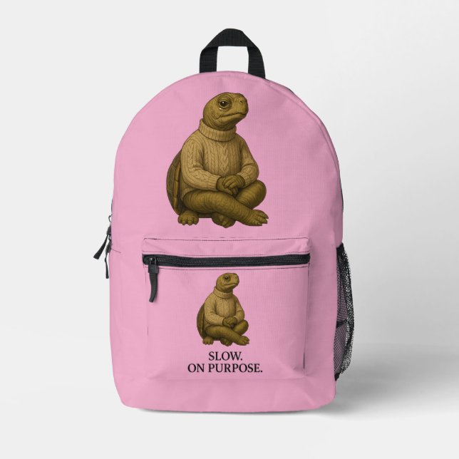 MOCHILA IMPRESA LENTO A PROPÓSITO. (Anverso)