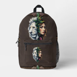 Mochila Impresa León blanco y mujer