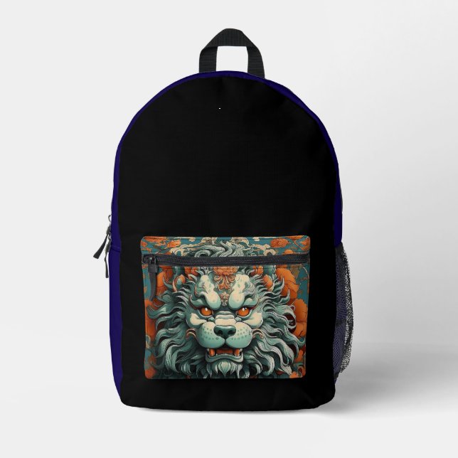 Mochila Impresa León de la gripe de la sabiduría (Anverso)