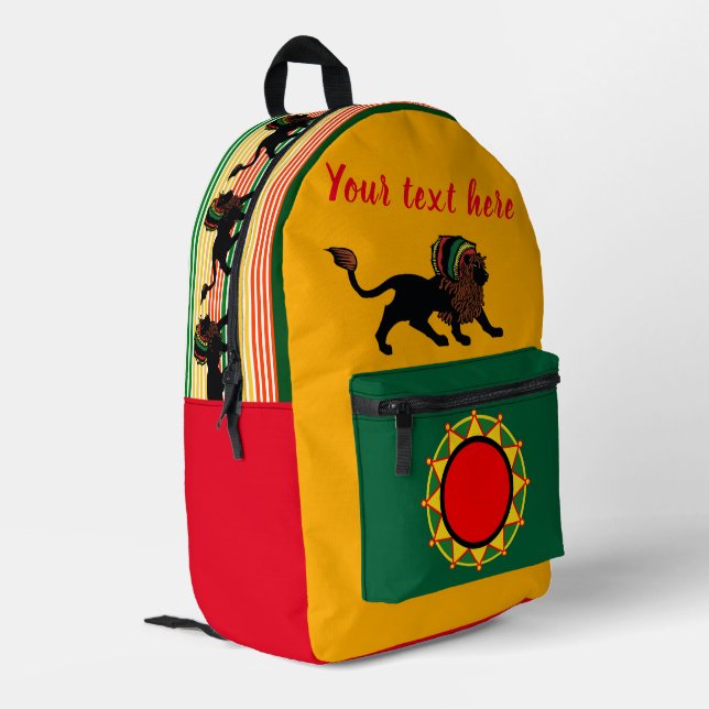 Mochila Impresa León rasta negro (Esquina izquierda trasera)