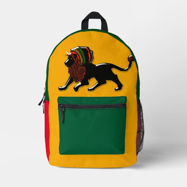 Mochila Impresa León rasta negro (Anverso)