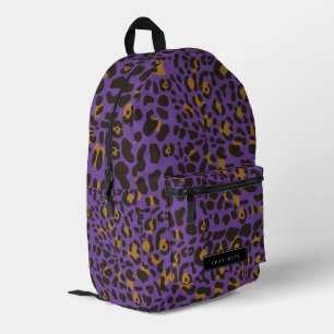 Mochila Impresa Leopard Jaguar Animal Print Purple Custom Name