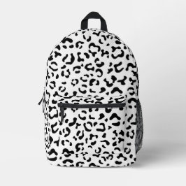 Mochila Impresa Leopard Print, Leopard Spots, Negro Y Blanco