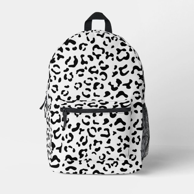 Mochila Impresa Leopard Print, Leopard Spots, Negro Y Blanco (Anverso)