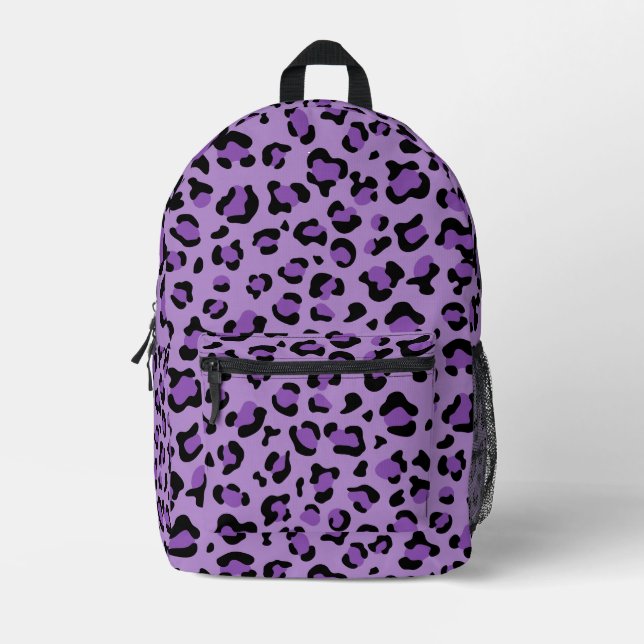 Mochila Impresa Leopard Print, Leopard Spots, Purple Leopard (Anverso)