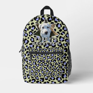 Mochila Impresa Leopard Purple Black Dog Photo Personalizado