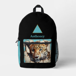 Mochila Impresa Leopardo 3D moderno con nombre personalizable