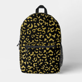 Mochila Impresa Leopardo de oro, Purpurina de oro, patrón de leopa