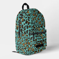 Leopardo Jaguar Animal Print Turquoise Custom Name