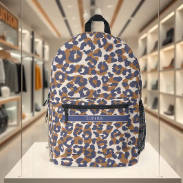 Mochila Impresa Leopardo Print-Blue y Brown-