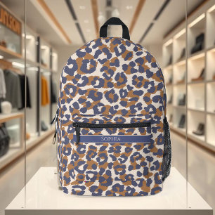 Mochila Impresa Leopardo Print-Blue y Brown-