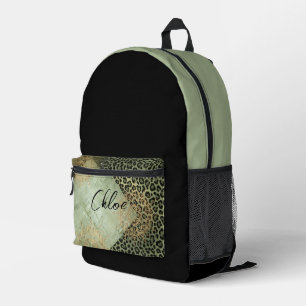 Mochila Impresa Leopardo verde, patrón de grunge