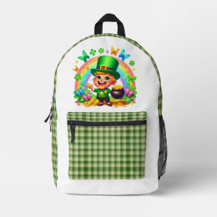 Mochila Impresa Leprechaun arcoiris con oro