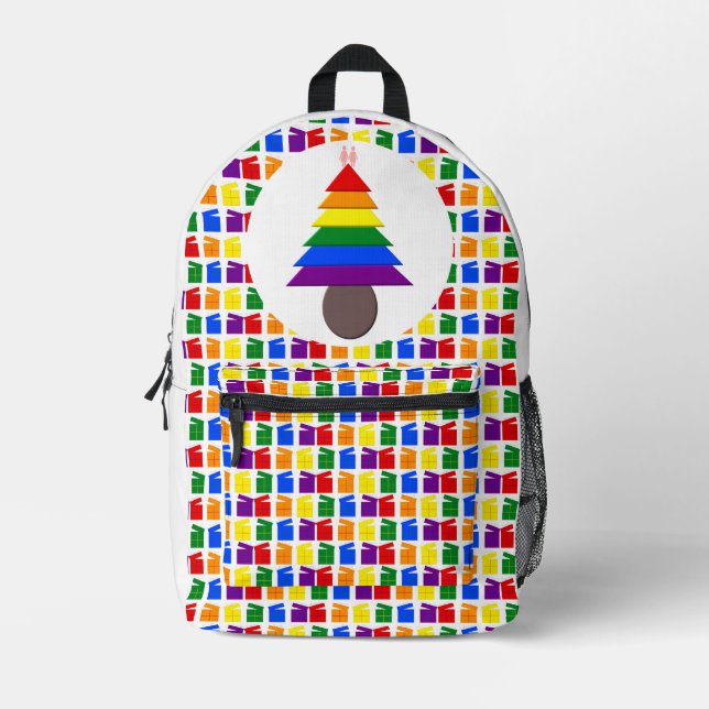 Mochila Impresa Lesbianas arcoiris Árbol y regalo de Navidad (Anverso)