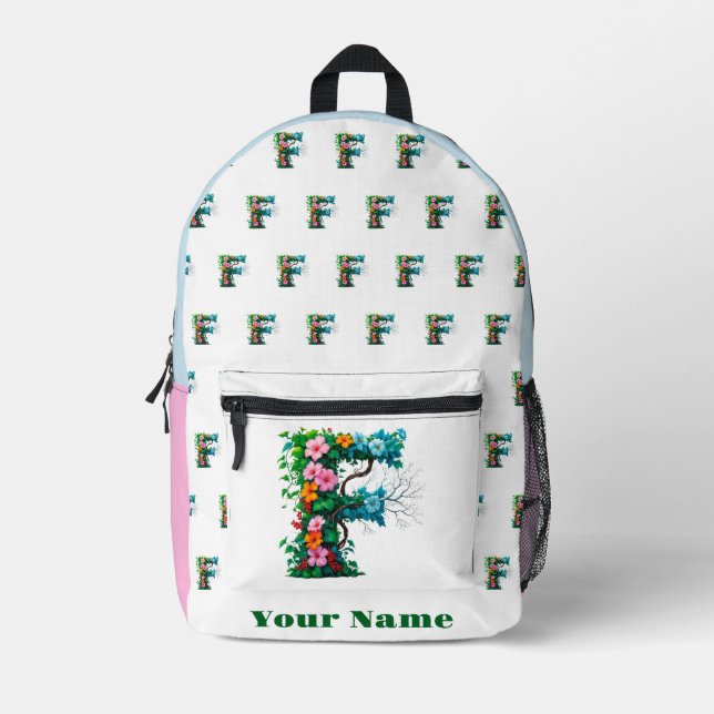 Mochila Impresa Letra F Personalizada (Anverso)