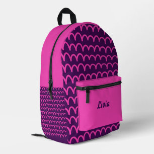 Mochila Impresa Letra manuscrita personalizada oscura neón/rosa