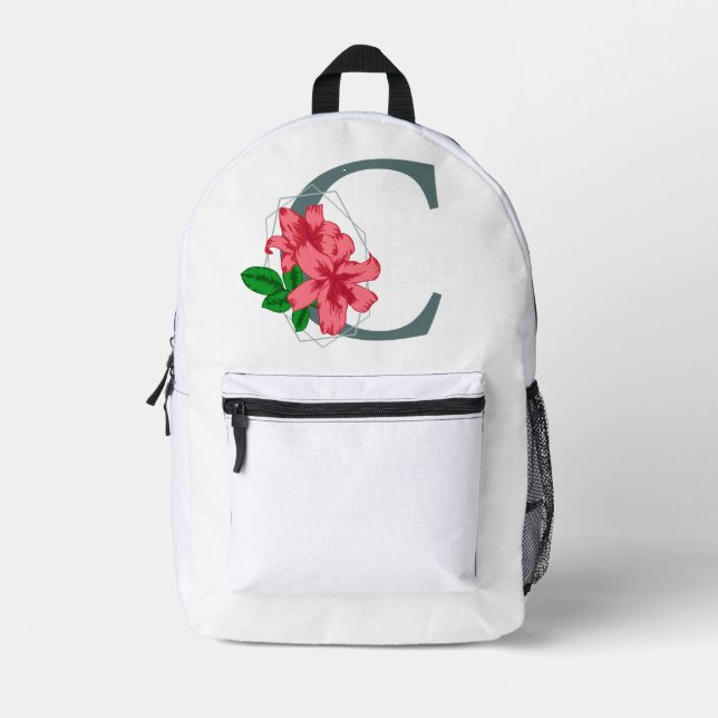 Mochila Impresa Letra mayúscula C monograma floral (Anverso)