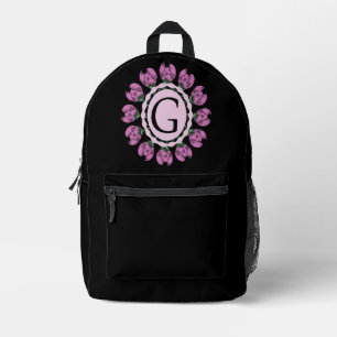 Mochila Impresa Letra mayúscula G monograma floral