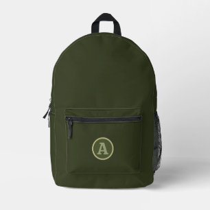 Mochila Impresa Letra personalizada de verde militar liso de moda.