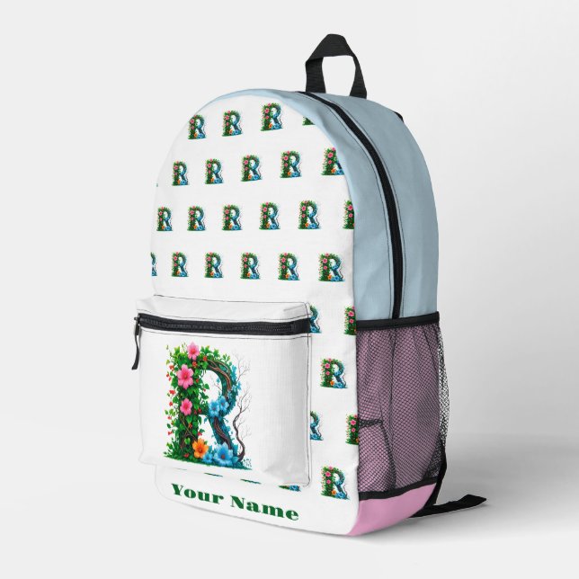 Mochila Impresa Letra R Personalizada (Esquina derecha trasera )