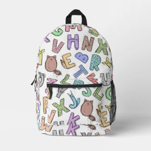 Mochila Impresa Letras de alfabeto caprichosas para los niños