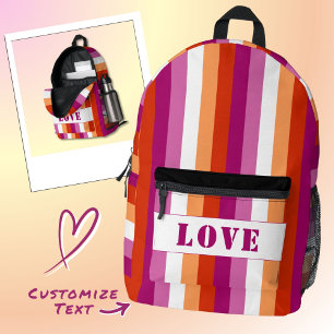 Mochila Impresa LGBTQ+ personalizado Franjas de la Bandera Lesbian