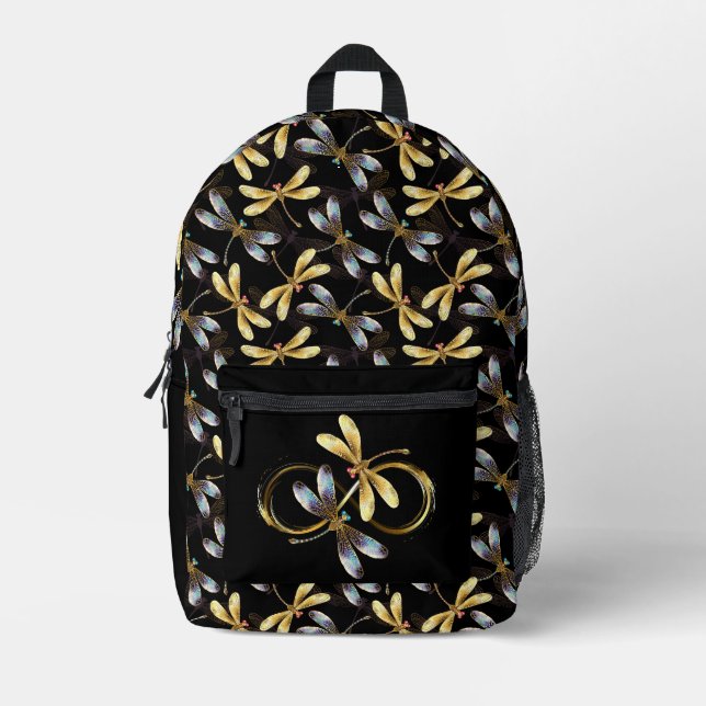 Mochila Impresa Libélulas doradas infinitas (Anverso)