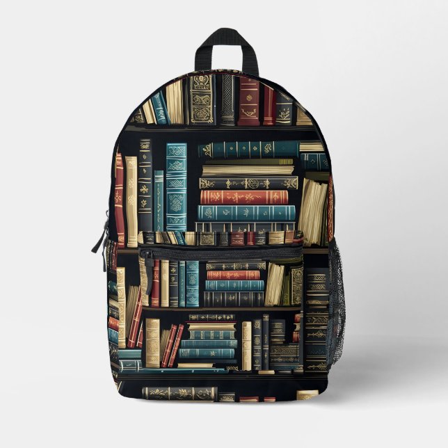 Mochila Impresa Libros en estantes (Anverso)