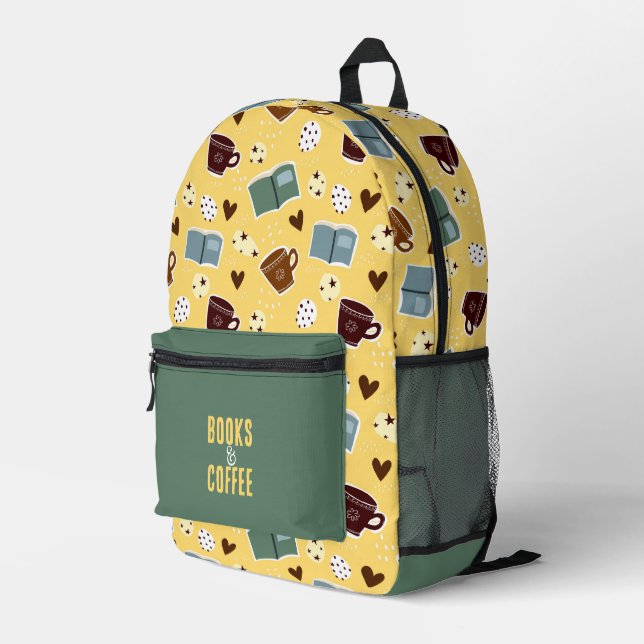 Mochila Impresa Libros y café (Esquina derecha trasera )
