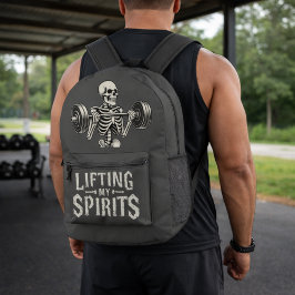 Mochila Impresa Lifting My Spirits Bodybuilding Skeleton Funny Gym