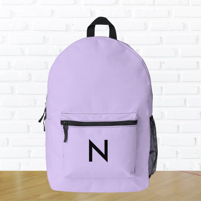 Mochila Impresa Lilac Monograma Elegante Bonito Moda moderna moda (A cool rucksack in a lavender shade, to personalize with an initial as a stylish monogram)