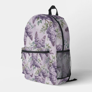Mochila Impresa Lilas Flores de Lila Verde Salvia Lavanda Polvorie