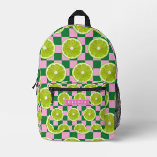 Mochila Impresa Lima Personalizada a Cuadros Cítrico Nombre Person