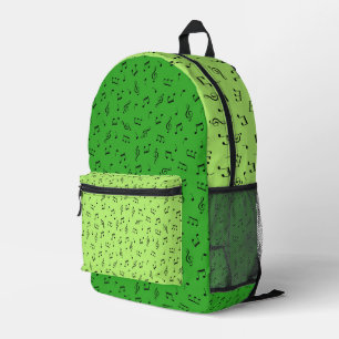 MOCHILA IMPRESA LIME & KELLY GREEN CON PEQUEÑAS NOTAS MUSICALES NE
